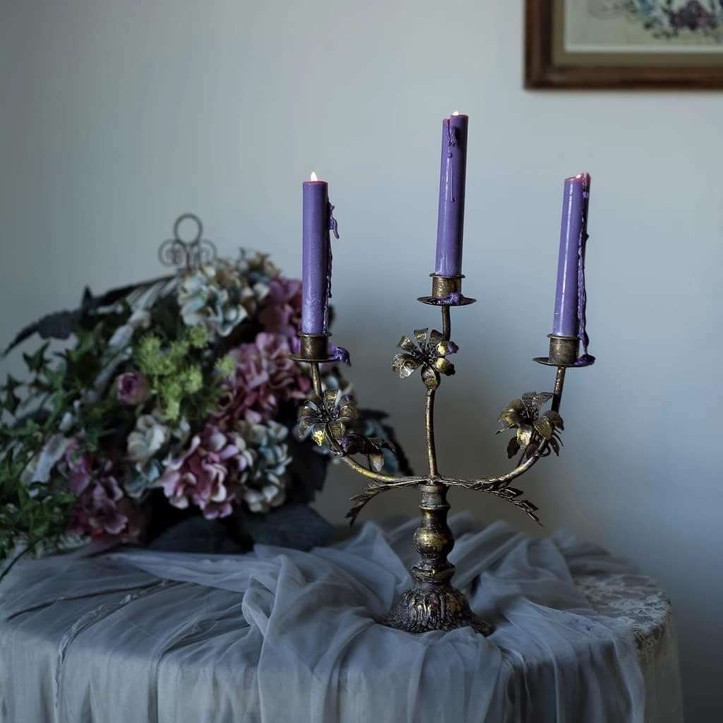 Candelabra 3 Arms Candelabra Metal Candle Holder Floral Decorative Candle Holders for Wedding Dinning Party