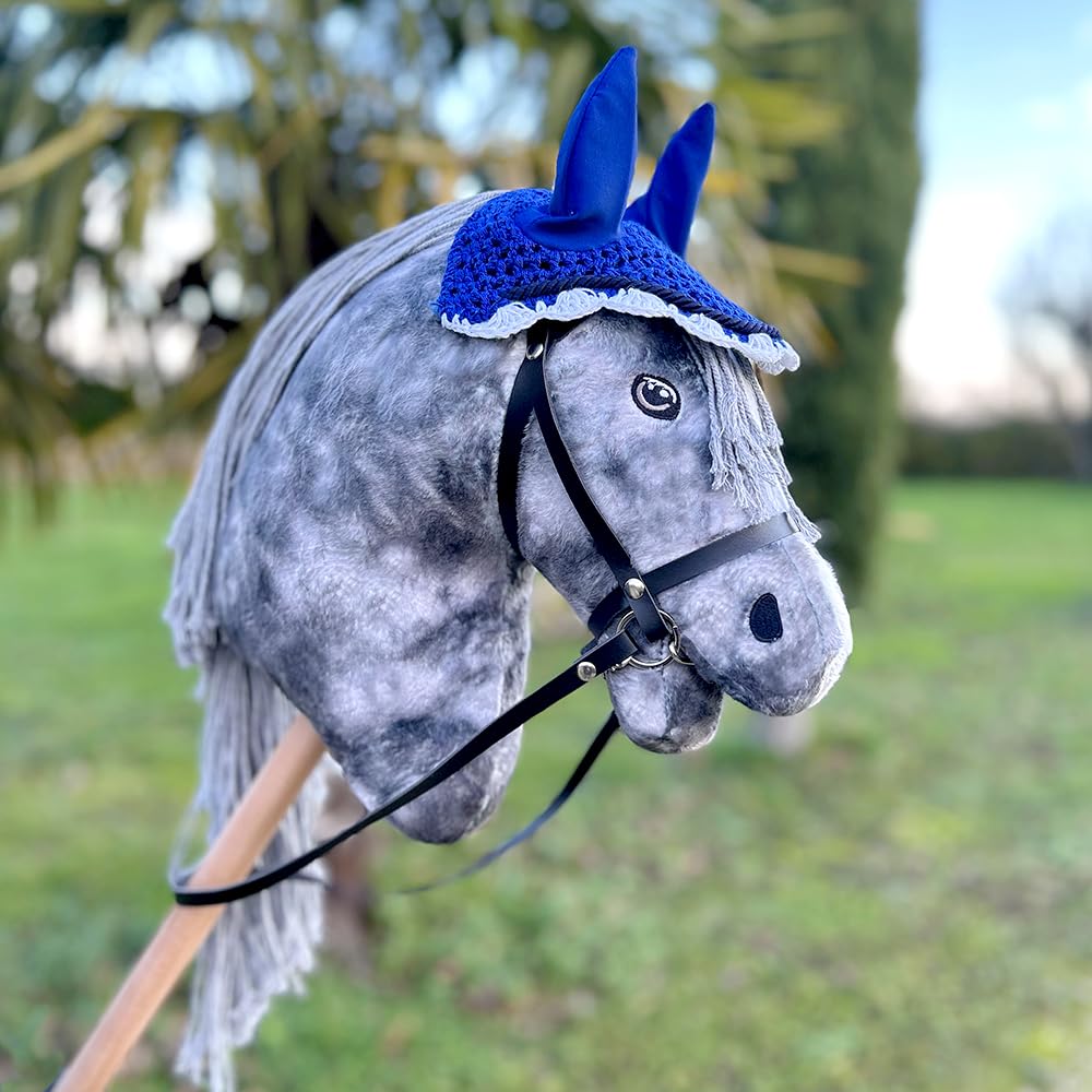 Hobby Horse Argenté – Cheval Bâton Réaliste Avec Crinière Dense – Rênes Amovibles – Bâton Réglable