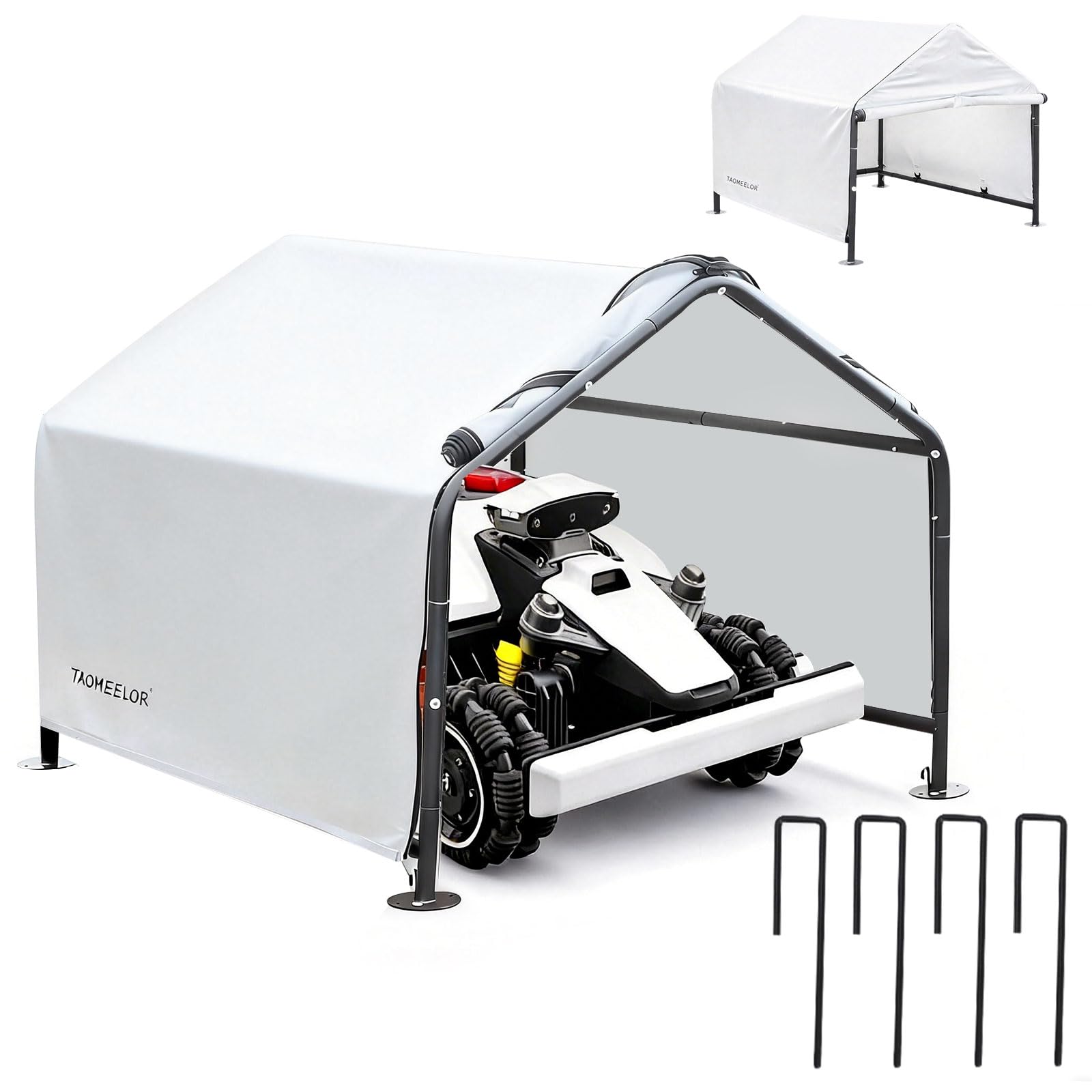 Copertura per robot tosaerba in acciaio al carbonio, con cerniera, rimovibile, senza fili, copertura resistente alla pioggia e ai raggi UV, 76,2 x 73,7 x 61 cm, adatta a tutti i robot tosaerba (misura