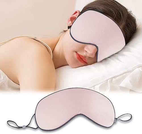 Máscara para dormir, máscara de seda para dormir para mujeres y hombres, doble cara con bucles ajustables para las orejas, cubierta para los ojos,
