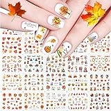 🍁Fallthema: Thanksgiving-Nailart-Abziehbilder sind als verschiedene klassische Herbstmuster gestaltet, wie Ahornbäume, Blätter verschiedener Arten, Kürbisse, Girlanden, niedliche Tiere und mehr. Gutes Sortiment mit Goldgelb, Orange und Rot, voller Herbstgeschmack.