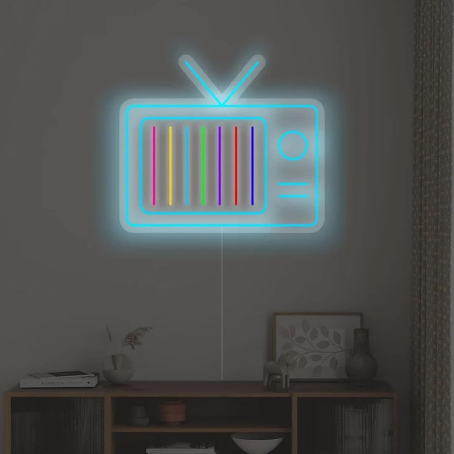 Retro TV Led Neon Sign - Vintage Old TV Set with TV Interference No Signal - Perfect Wall Décor for your 90s Theme Party, 13"x15.2"