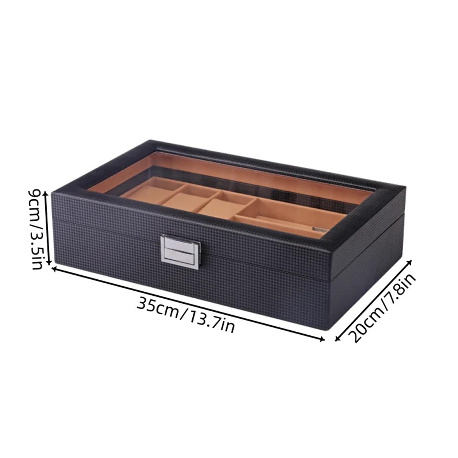 Uhr Brillenetui 6 Gitter Tisch 3 Gläser Aufbewahrungsbox Faser PU Leder Sonnenbrillen Box Display FüR Brillen