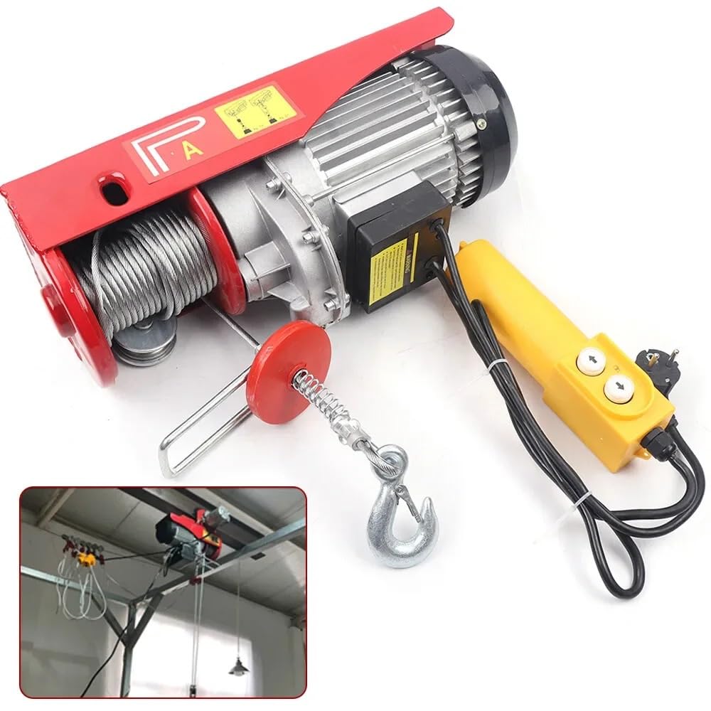 Elektro-Seilzug 220V 1300W 400/800KG Elektroseilzug mit Riemenscheibe in Kranwinde Hubhöhe Einfaches Kabel aus legiertem Stahl