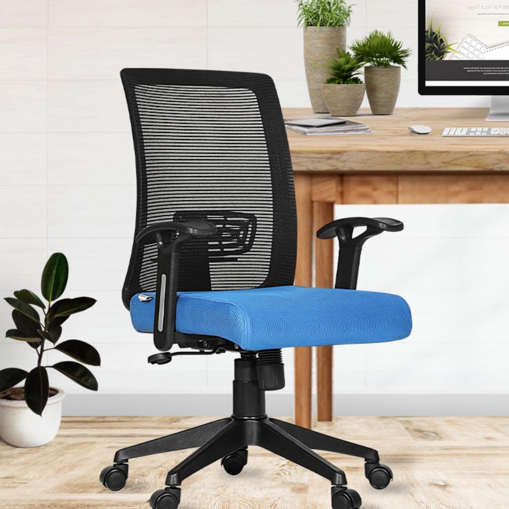 Da URBAN® Elite Mid-Back Revolving Mesh Ergonomic Chair for Home & Office with Tilt Lock Mechanism, Armrest & High Comfort Seating (Blue)