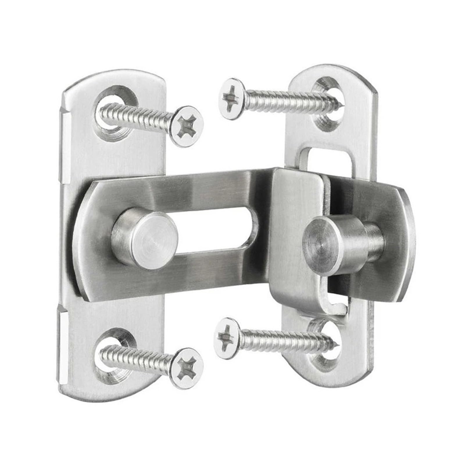 Zamek z obrotowym ryglem do drzwi, Zatrzask przesuwny do drzwi uchylnych 90 stopni, 5 szt. Stal węglowa Czarny Srebrny 50-70 mm(Silver(50/70mm))