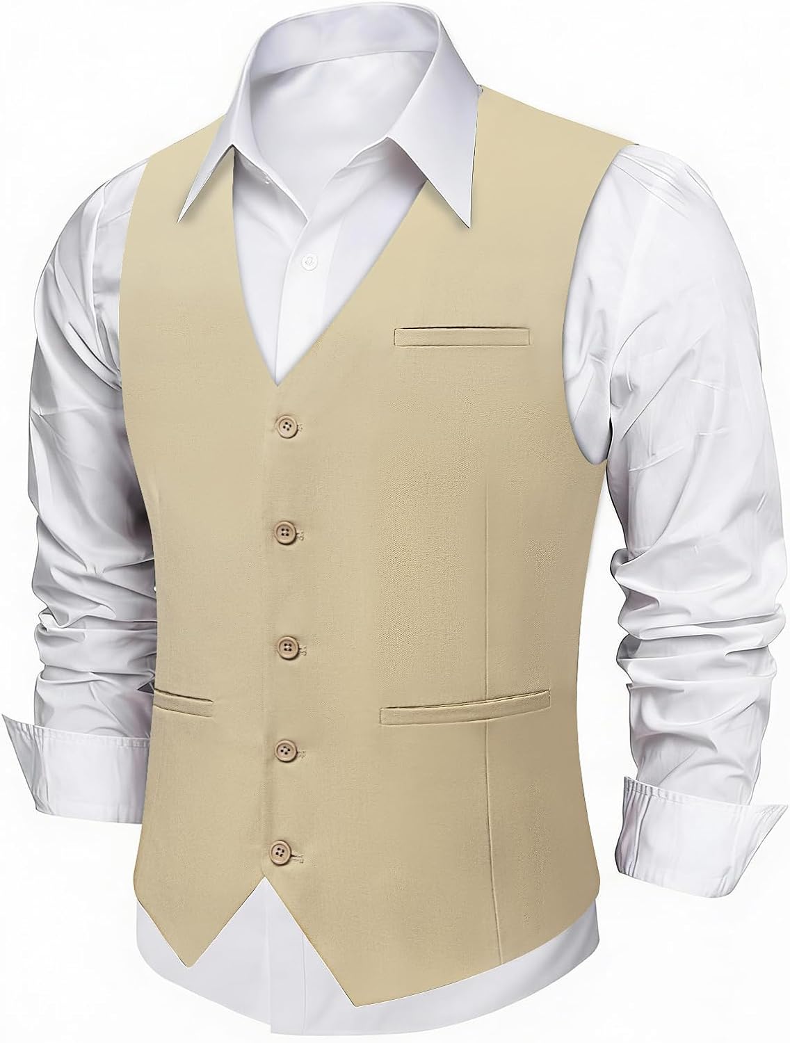 DiBanGu Men's Suit Vest Business Dress Waistcoat with 2 Pockets V-Neck Tuxedo Vests for Formal Wedding