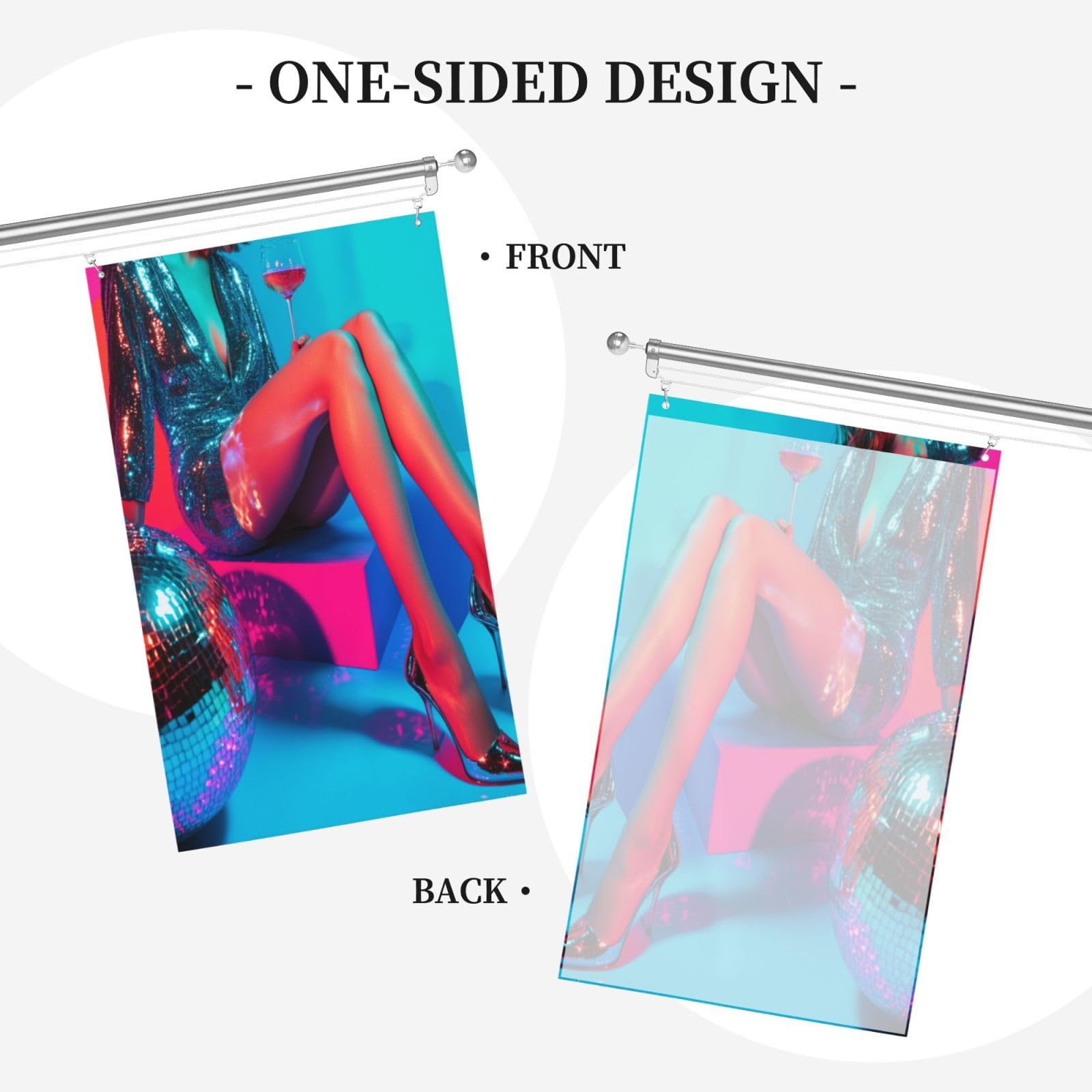 60'S Disco Aesthetic Girls Heels Yard House Flags,3x5 Ft Season Greeting Banner With Grommets Indoor Outdoor Party Home Decorations