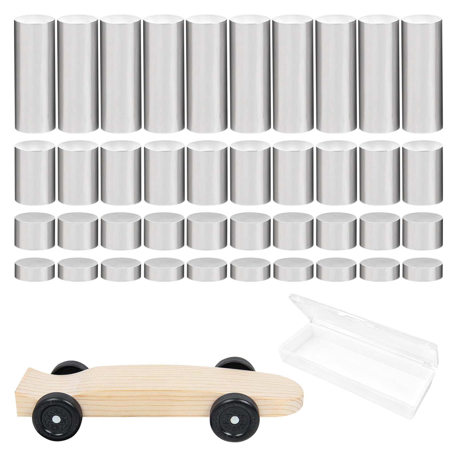 Pinewood Stainless Steel Weights 9 375 OZ 40 pcs 3 8 Inch Derby Car Kit for Racing Car