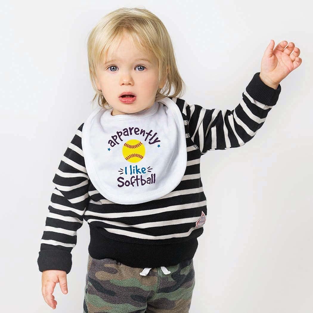 ChalkTalkSPORTS Softball Baby Bib - Soft Microfiber - Softball Baby Gift