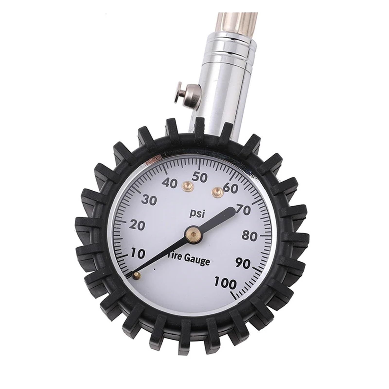 Manomètre pour pneus Manomètre De Pression Des Pneus De Voiture, 60 100 Psi, Tuyau Flexible, Surveillance Des Pneus, Jauge De Pression D'air Portable, Accessoire Automobile For Camion(Color:Silver 100