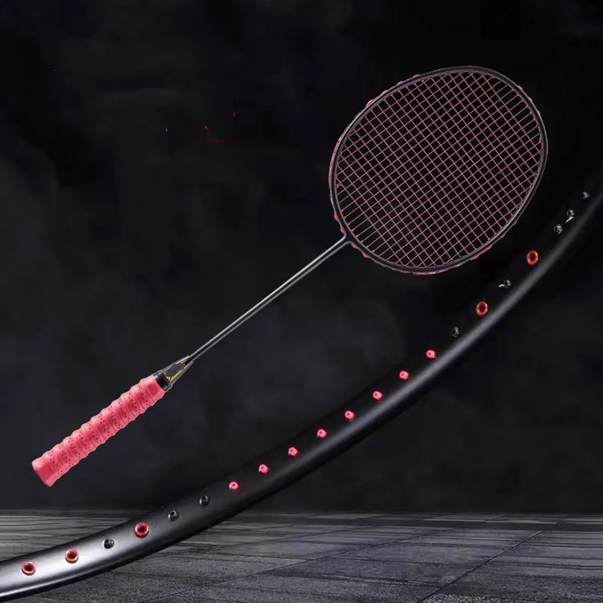 Badminton Set Racchetta da Badminton Offense 6U/72g/G5 Max 35 libbre in Fibra di Carbonio (Inclusa Borsa e Corda)(Noir)