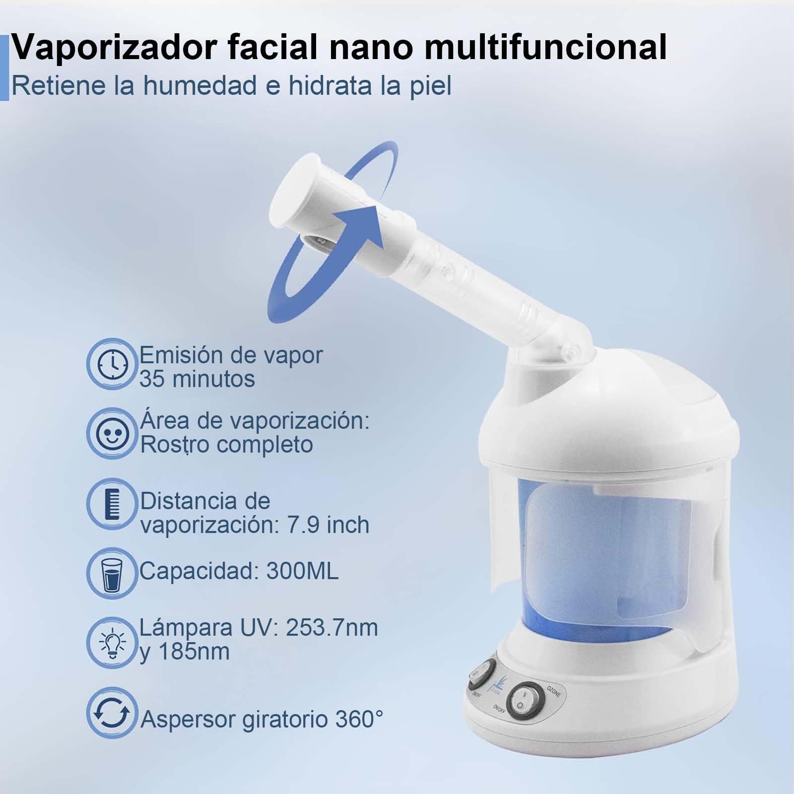 Hair Care ETKD2328a - Vaporizador facial y para el cabello 2 en 1 de ozono iónico, instrumento de belleza