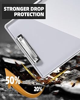 Clipboard with Storage,Heavy Duty Clip Boards 8.5x11 with 2 Storage Case,Visible Top Panel Storage Clipboards,Side Opening Clip Boards,Nursing Clipboard Folder Case for Office Supplies-White Gray