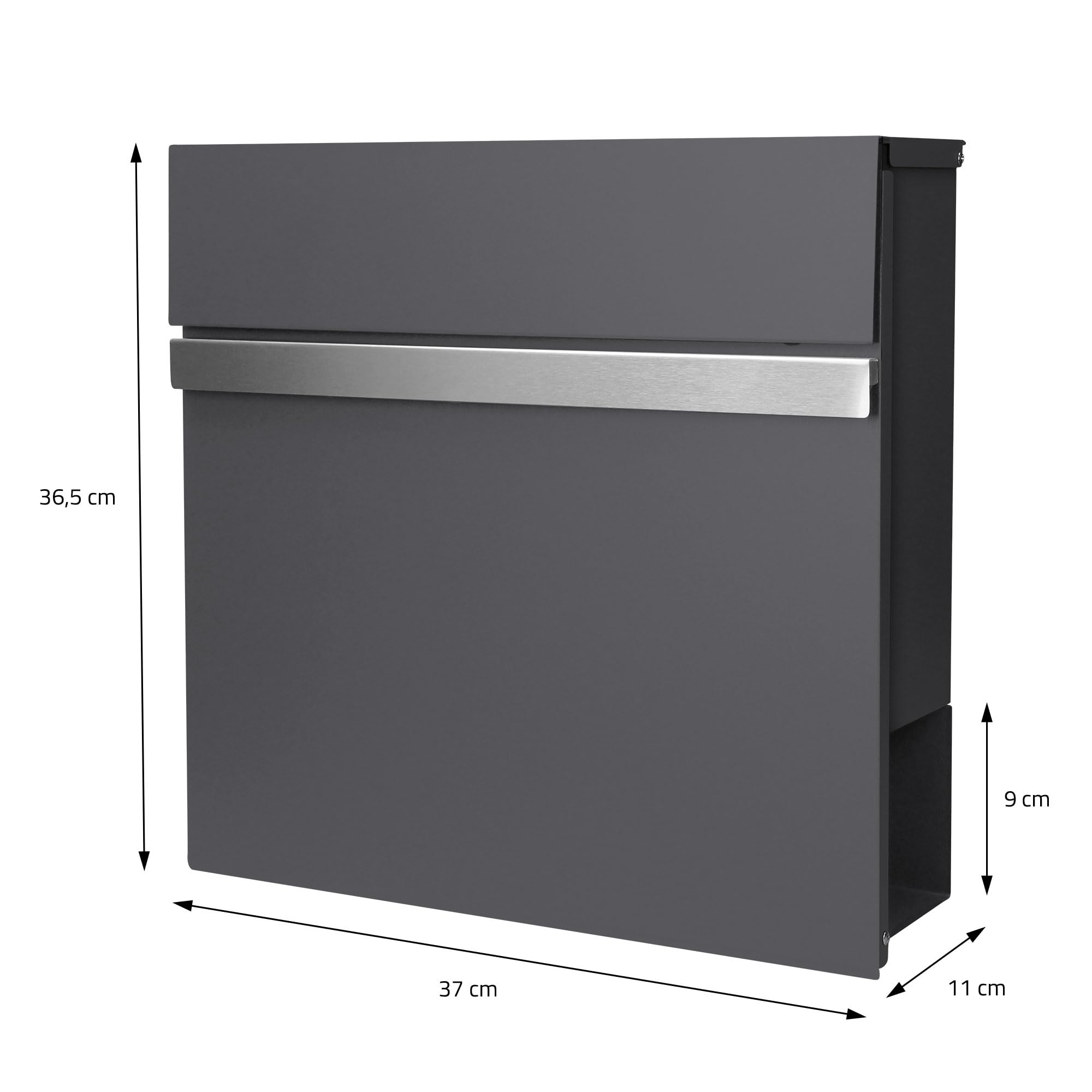 ECD Germany Buzón Autoportante de Acero Inoxidable Antracita Exterior con Soporte Poste 170cm Casillero Moderno con Compartimento para Periódicos y Cerradura con 2 Llaves Incluidas