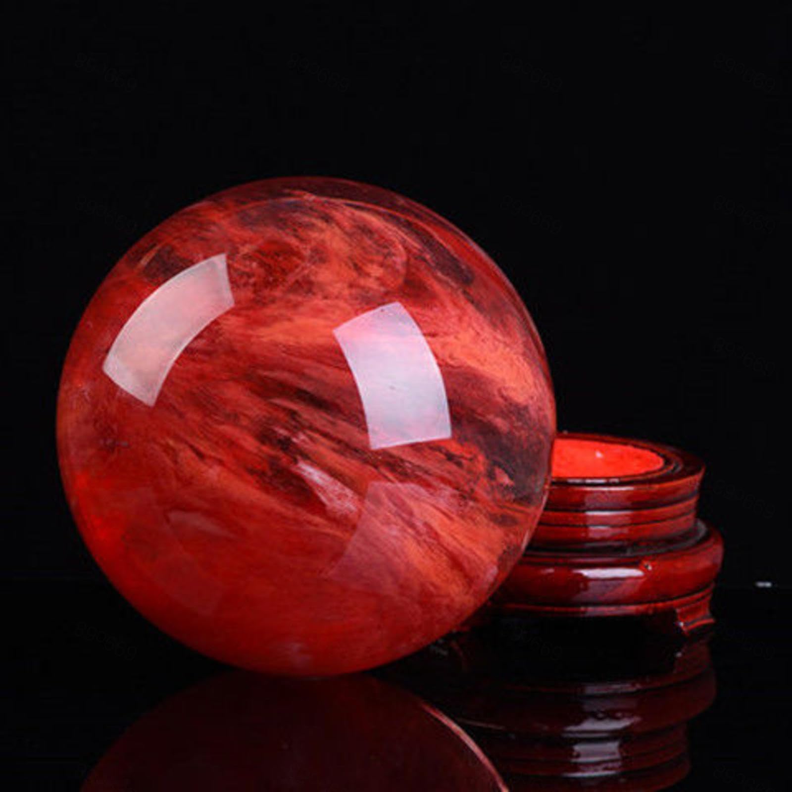 DPURPIWADY Red Crystal Ball with Stand, Sphere Melting Quartz Gemstone for, Divination, Home Decoration, Fengshui,Red-16cm