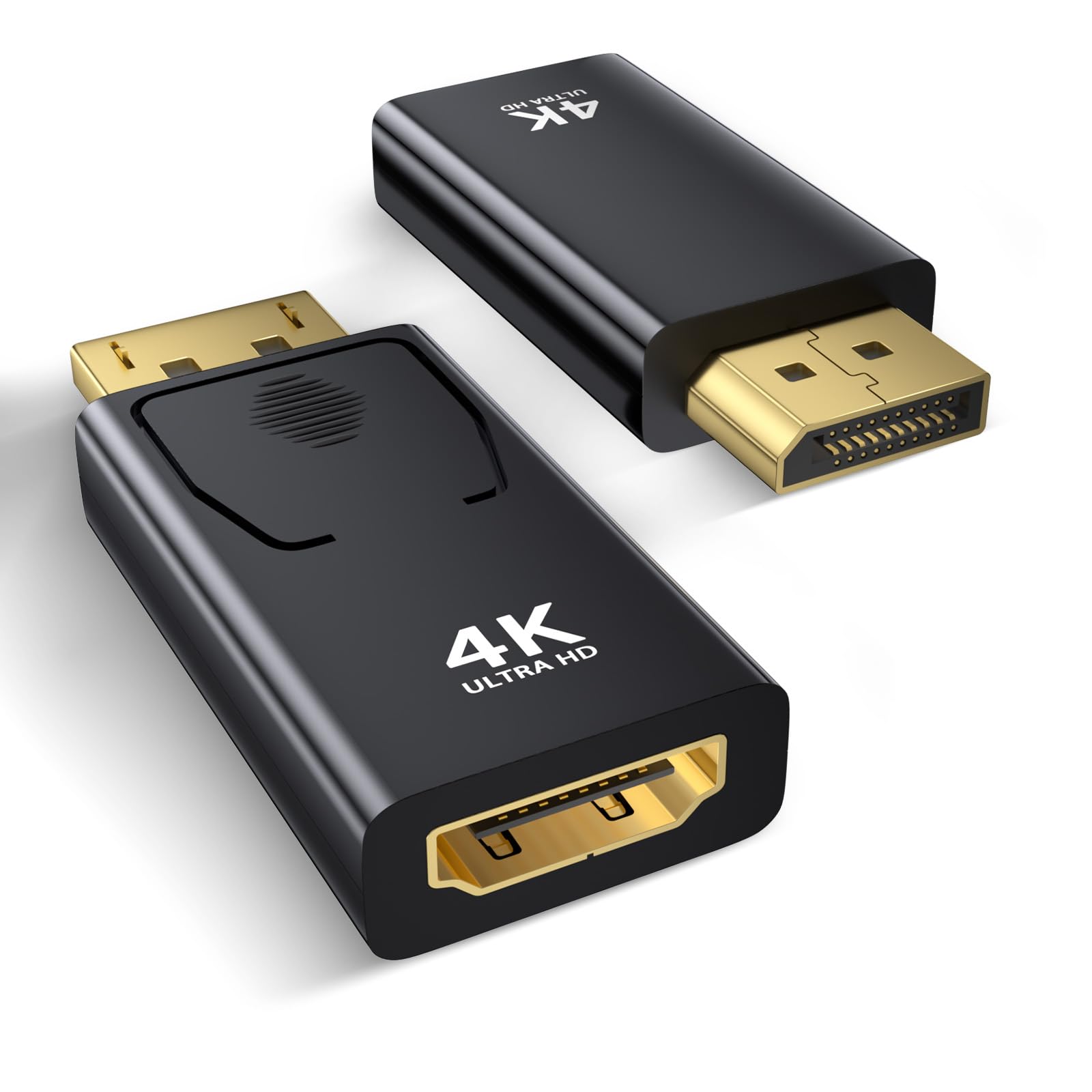 Adaptateur DisplayPort vers HDMI 2 Pièces, 4K@30Hz/2K@60Hz/1080P@120Hz Displayport vers HDMI Compatible avec Les Ordinateurs Portables, Projecteurs, Moniteurs, Téléviseurs, AMD, GPU