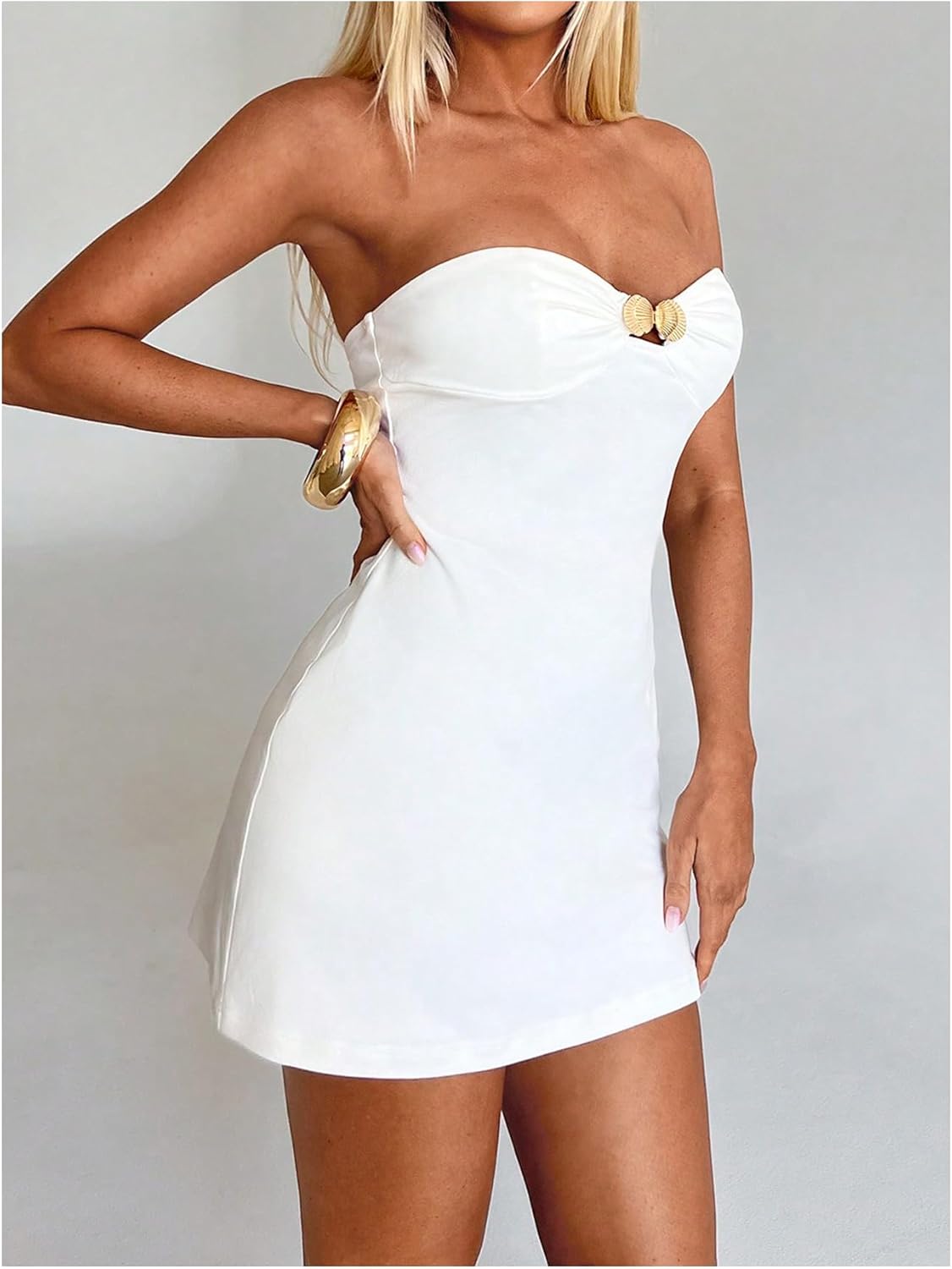 SOLY HUX Women's Bodycon Dress Mini Tube Dress Strapless Sleeveless Party Dresses - Image 3