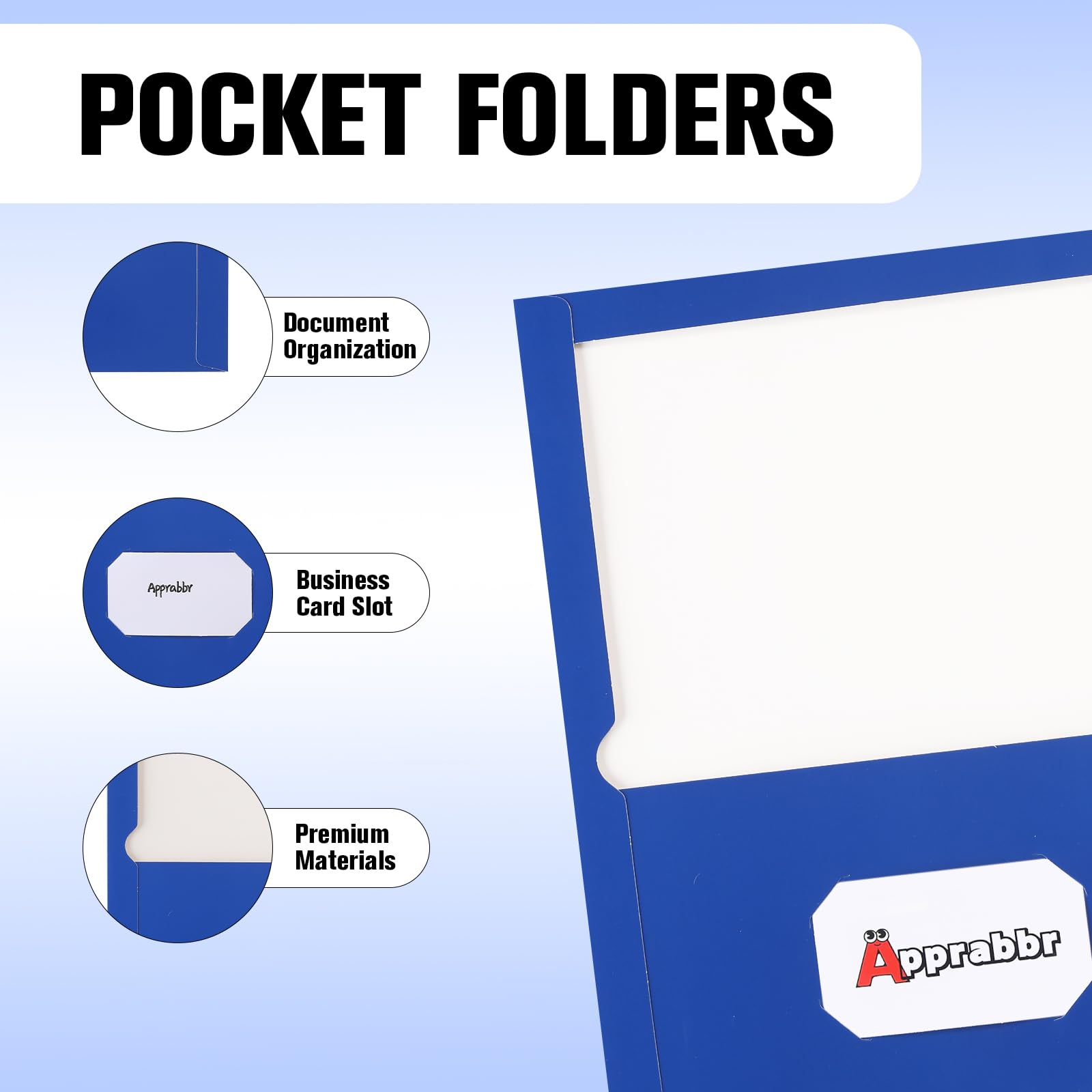 100 Stück Ordner mit zwei Fächern für Briefgröße, glänzendes blaues Papier