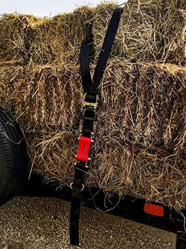 Shockstrap Heavy Duty Ratchet Strap Tie Downs 2" X 9' W/Wire Hooks, 6,000 Lb Break Strength, Built-In Shock Absorber Keeps Constant Tension, Built In Soft Ties, 2,000 Lb Wll, Black (4 Pack) #TOP2