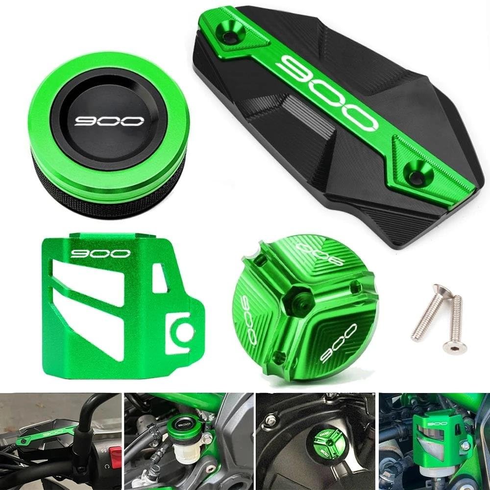 Tapón Llenado Aceite del Motor para Z900 Z 900 2017-2023 2024 2025 Protector De Tapa del Depósito De Líquido De Freno Delantero Y Trasero De Motocicleta(Verde,3PCS-A)