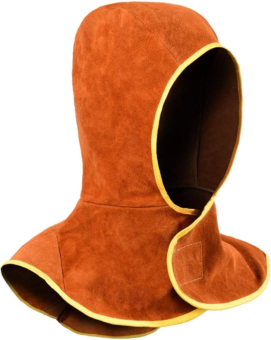 QeeLink Leather Welding Work Jacket with Hood Flame-Resistant Heavy Duty Split Cowhide Leather Welder Jackets with Hood for Men & Women, 2XL