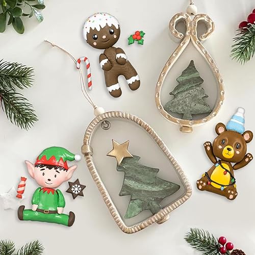 Miniatura 3 de FUNSHOWCASE Moldes de silicona de Navidad, pingüino, reno, muñeco de nieve, hombre de jengibre, Papá Noel, elfo, oso, altura de 3 a 4 pulgadas