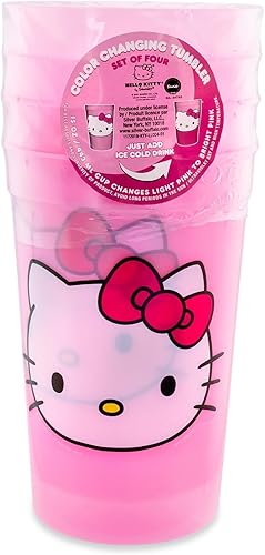 Miniatura 9 de Silver Buffalo Sanrio Hello Kitty - Juego de vasos de plástico que cambian de color, 4 piezas, cada uno tiene capacidad para 15 onzas