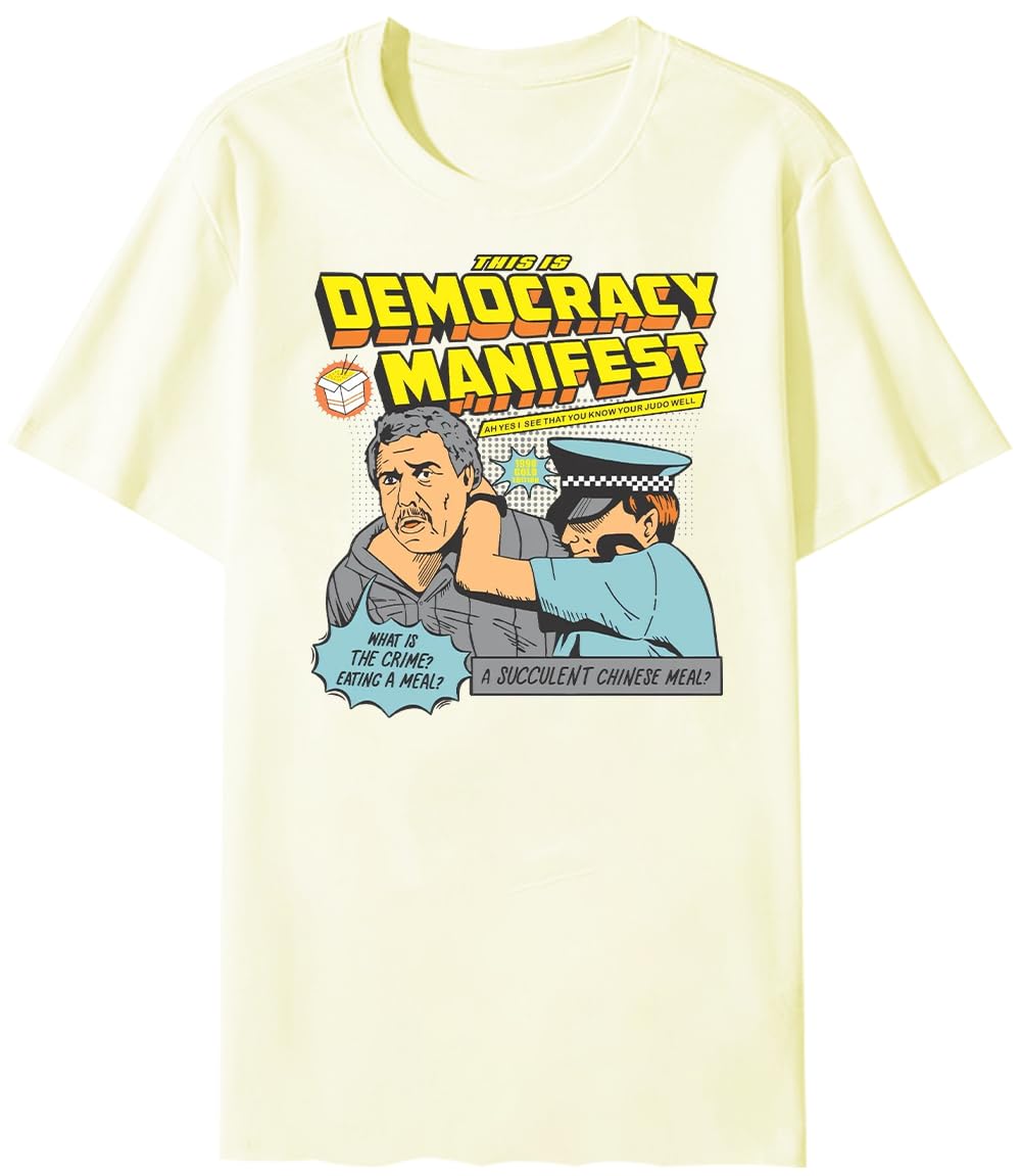 Democracy Manifest T-Shirt, Unisex-Adults, Pink, Short Sleeve, XS-3XL