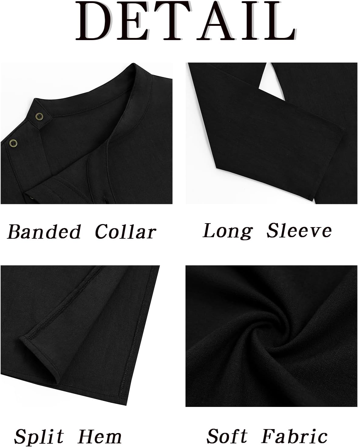 Runcati Mens Kaftan Thobe Robe Long Sleeve Cotton Henley Shirt Casual Muslim Gown Salwar Kurta - Image 5