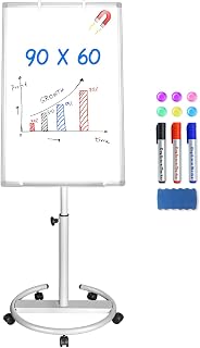 maxtek Erasable Whiteboard on Foot, 90 x 60 cm Magnetic Whiteboard, Portable Paperboard with Easel, Whiteboard for Teaching, Meeting, Office