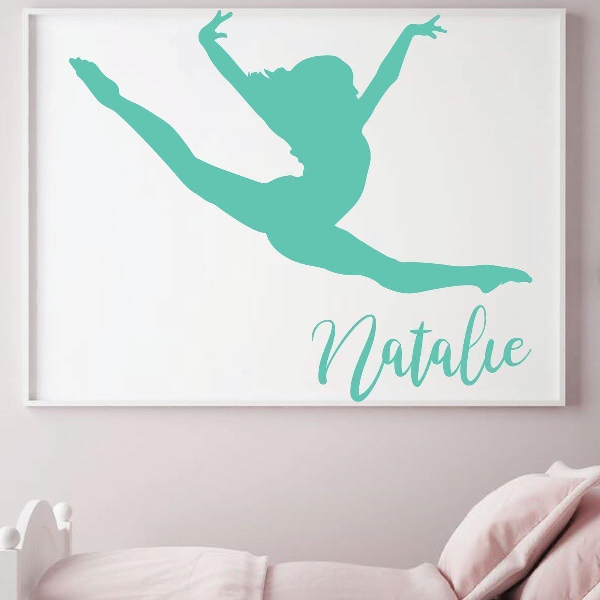 Personalized Gymnastics Wall Decal with Custom Name for Girl's Bedroom, Dance Studio - Available in Small, Medium, Large Sizes