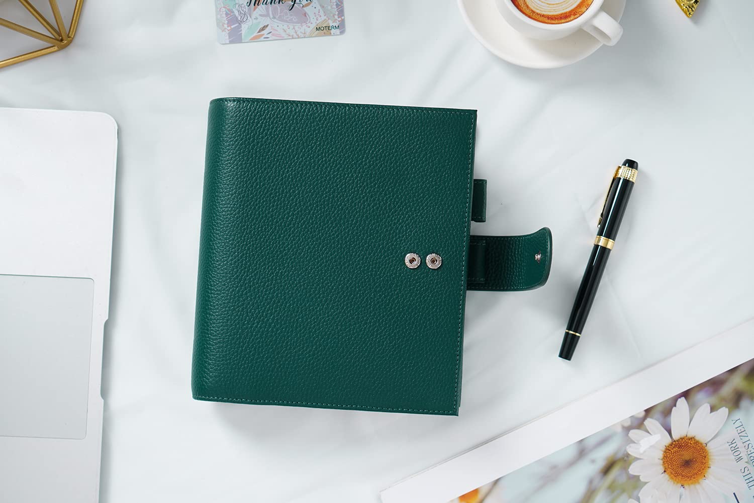 Moterm Personal-Wide Luxe Ringe Planer - Echtes Leder Binder Organizer (30mm Ring, Kiesel-Tiefes teal)