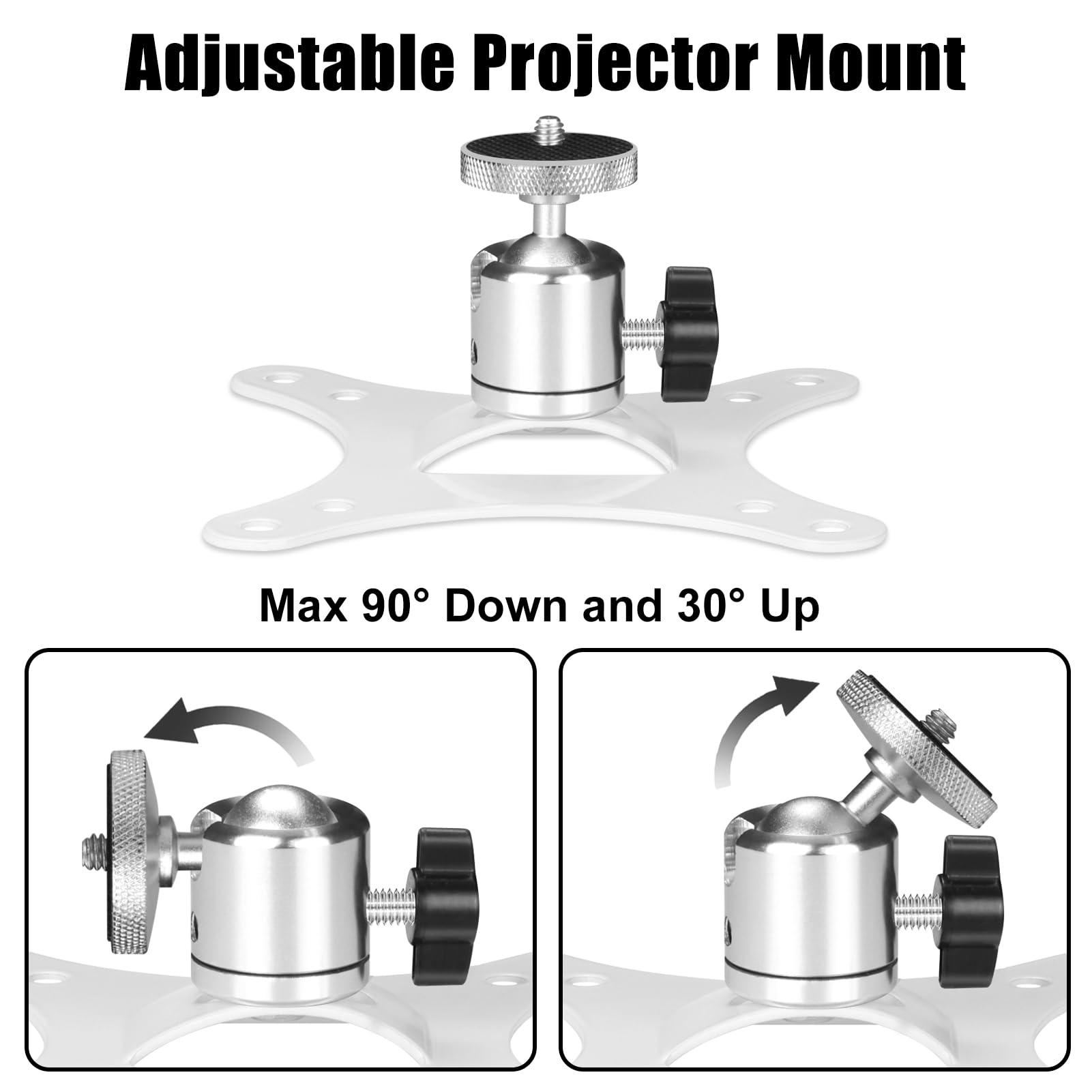 2-Be-Best Support de vidéoprojecteur, support de plafond réglable universel pour mini projecteur, blanc