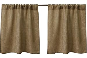 Enhance Your Kitchen Décor with Rustic Burlap Tier Curtains in a Warm Tan Shade