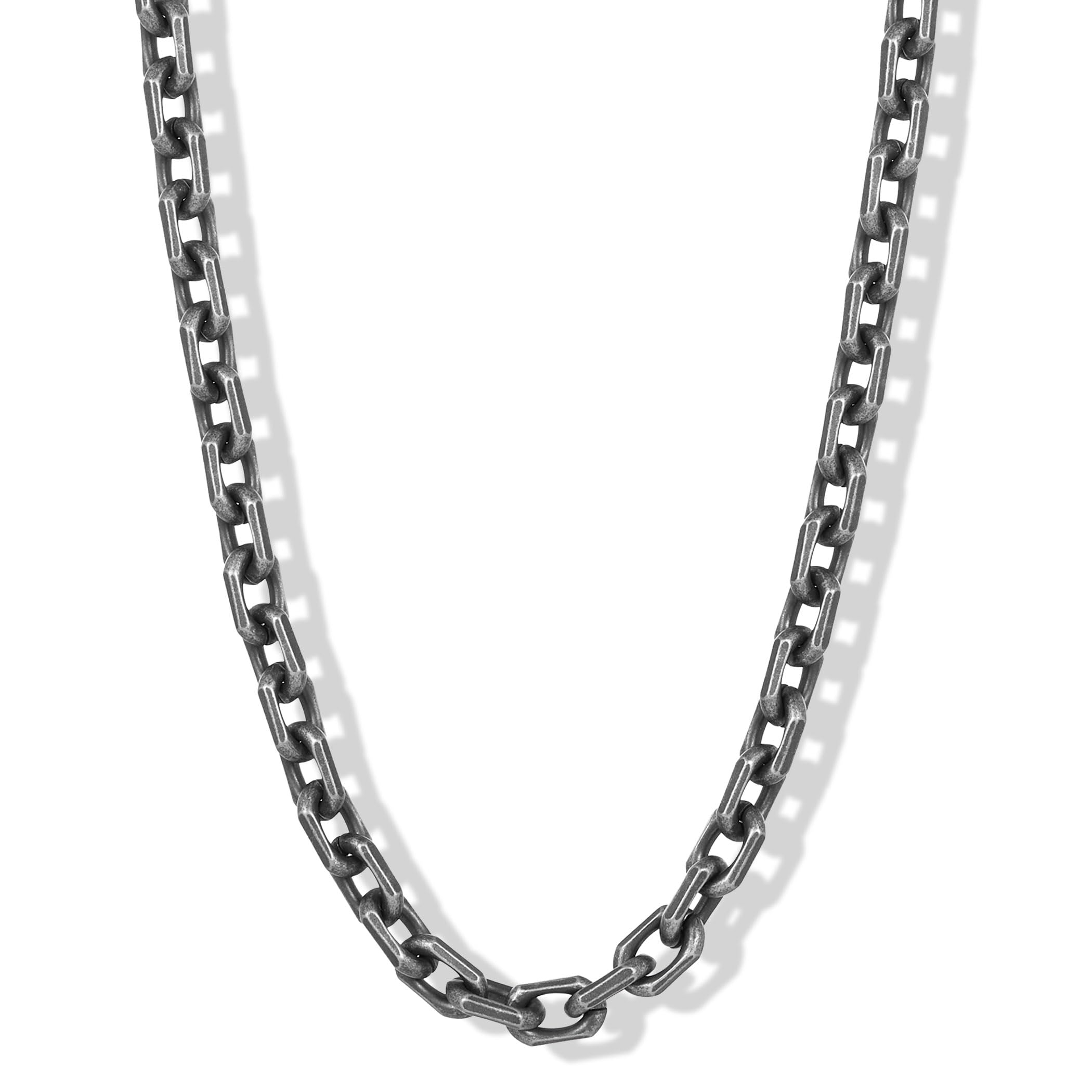 Invicta Jewelry Men's Beveled Edge Rectangular Link Chain Necklace (8.5mm) - 24"