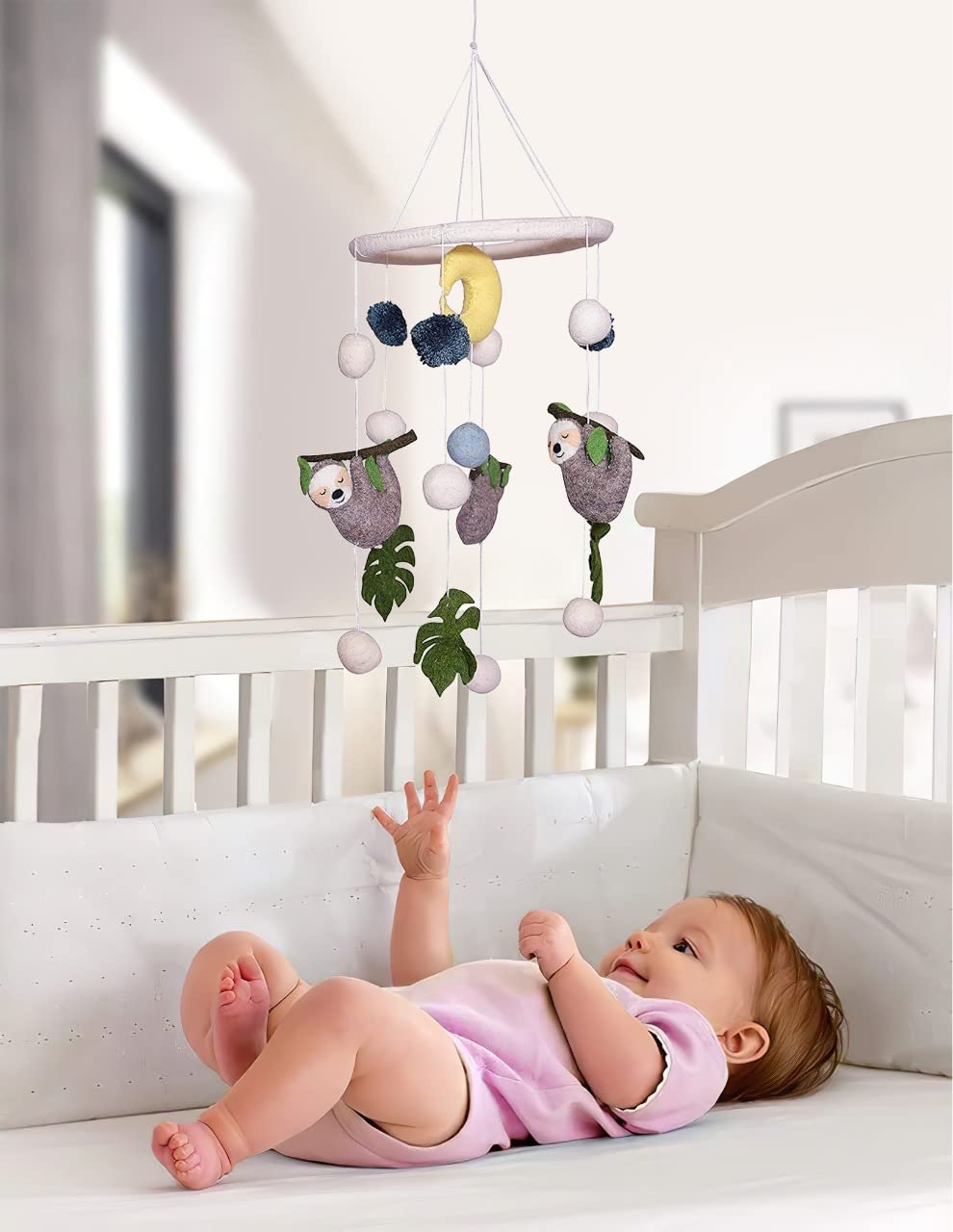 THB Baby Mobile Colobus Monkey Safari Animal Nursery Decoration Newborn Shower Gift Birthday Gift | Baby Bed Decoration for Boys and Girls Toys Figure Playing Set for Babies | DIY Hanging