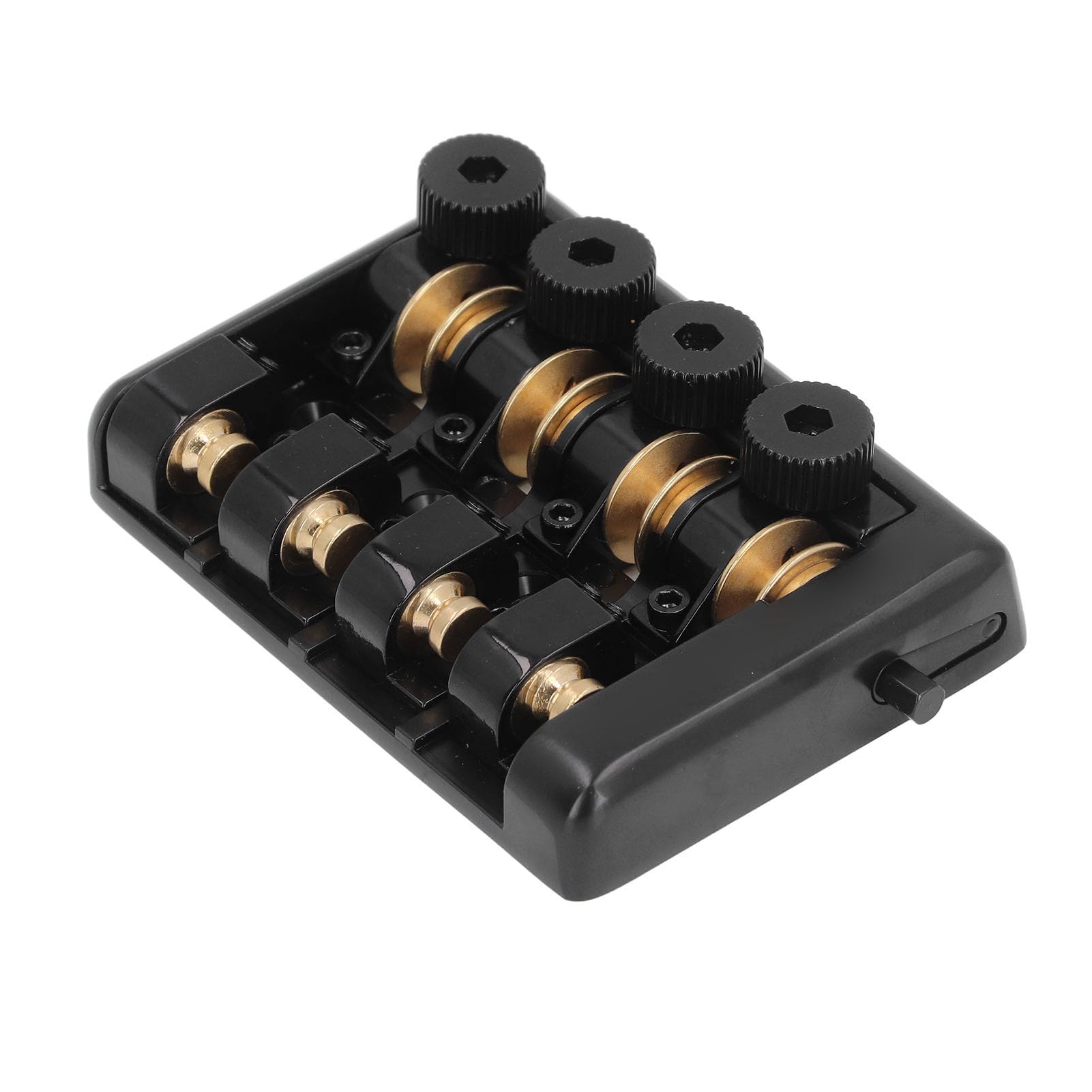 Sorandy 4-strunowy Bezgłowy Mostek do Basu Elektrycznego, Mostek Zamienny ze Stopu Cynku i Mosiądzu z blokadą strunową, Idealny do 4 Bezgłowych Gitar Basowych (BLACK)