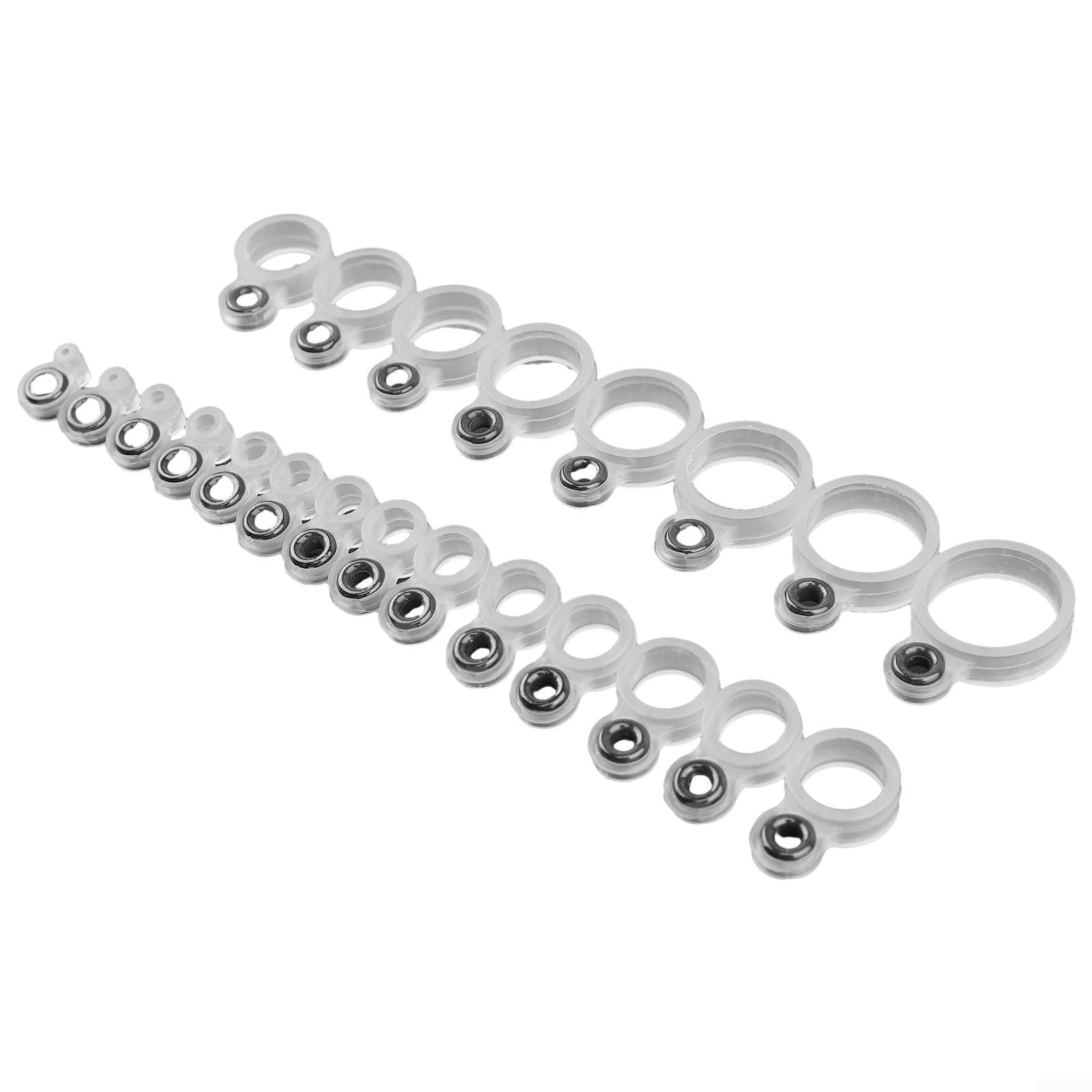 Anneaux de guidage en silicone pour canne à pêche avec inserts en céramique, kit de réparation de pointe de ligne blanche transparente pour la mer, la plage, le bateau, la pêche, 14 ou 22 pièces de