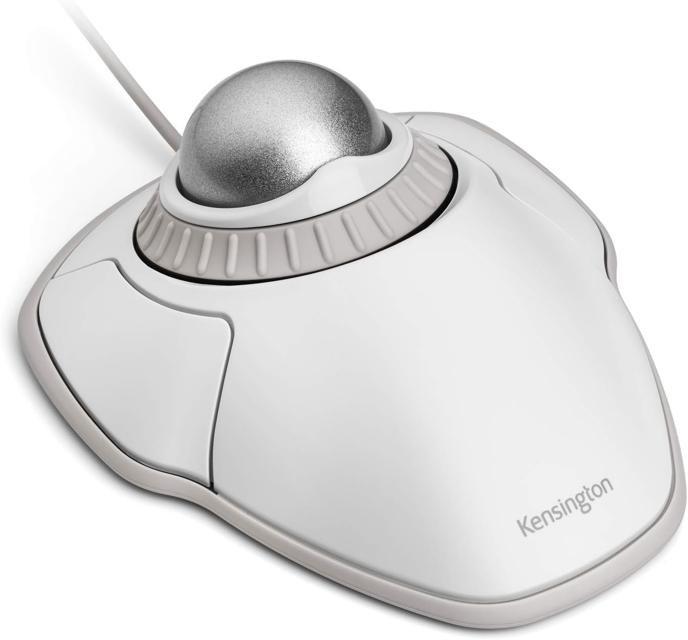 Kensington Trackball Orbit Ergonómico con Cable y Trackball, para Mac y Windows, con Anillo de Desplazamiento, Diseño Ambidiestro y Seguimiento Óptico, Color Blanco/Plata (k72500ww)