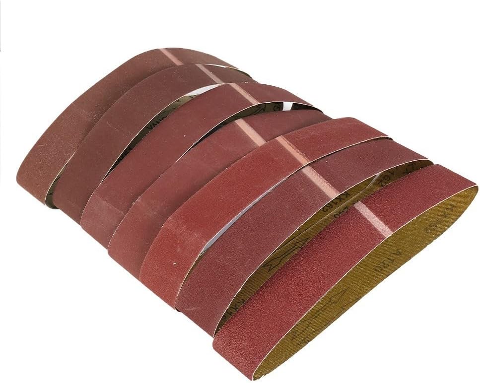 7PCS Sanding Belts 50 X 686 Mm, Aluminium Oxide Abrasive For Metal & Wood Grinding, 120–1000 Grit, Compatible With Belt Sanders(800grit)