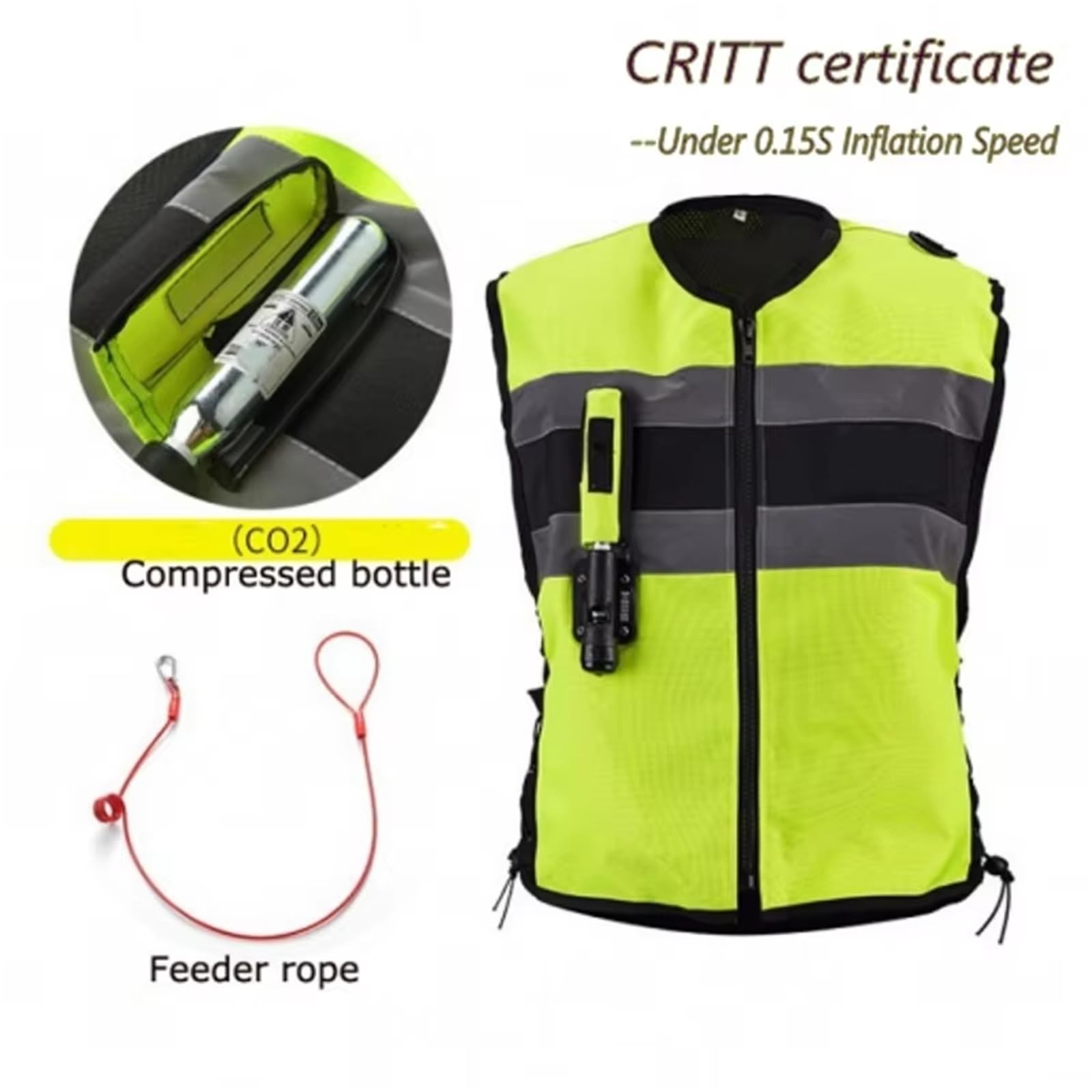 Adecuado for Chalecos De Airbag De Motocicleta for Hombres/mujeres Motocross Air-Bag Chaqueta Con Tira Reflectante(Green,Large)