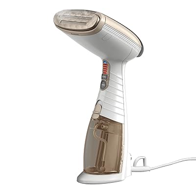 Conair Handheld Garment Steamer for Clothes, Turbo ExtremeSteam 1875W Fabric Steamer, Portable Handheld Design, Strong Penetrating Steam, White/Champagne
