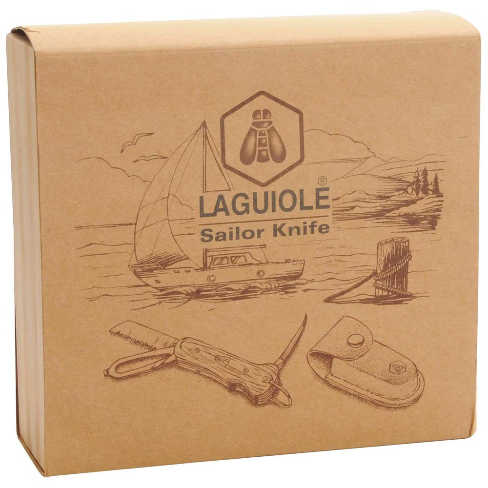 LAGUIOLE - Couteau Pliant de Marin - Coffret Cadeau - Couteau Multifonctions - Livré avec Un étui en Cuir