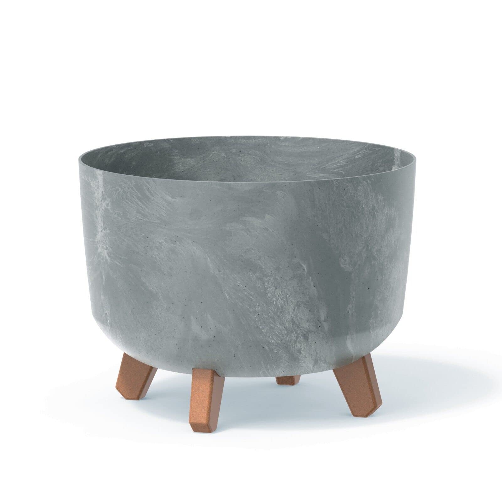 URBNLIVING Round Concrete Look Planter Flower Pot Indoor Outdoor Garden Decor With Legs (Concrete)