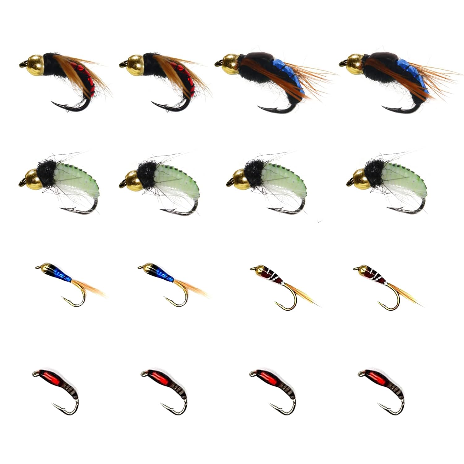 Fly Fishing Flies Assortment Kit, 16 Pcs Hand-Tied Dry Wet Fly Fishing Lures, Nymphs, Streamers, Terrestrials for Trout Bass Sunfish, Pike with Fly Box