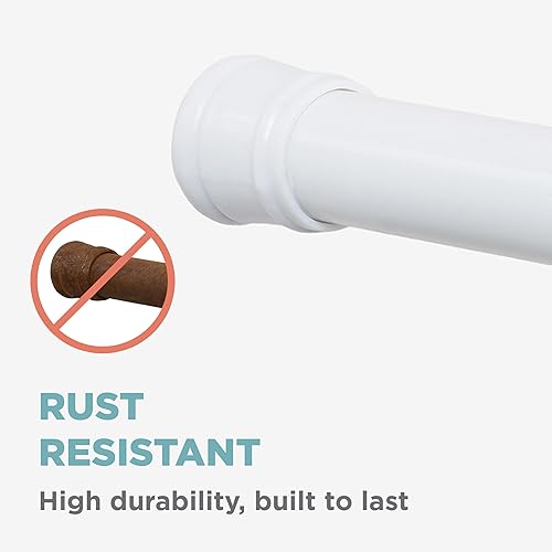 Miniatura 6 de Zenna Home Barra de cortina de ducha de tensión, barra de ducha ajustable de acero de 36 a 60 pulgadas, expandible, resistente a la corrosión, sin
