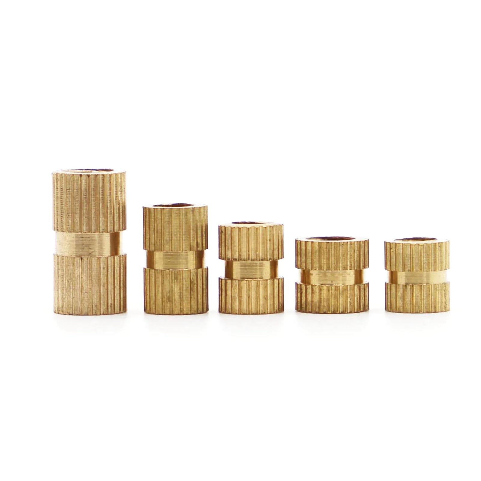 Dadi con inserti in rame da 100 pezzi M2-m3 Dado filettato zigrinato a doppio passaggio in ottone, 100 pezzi, M3X8X5