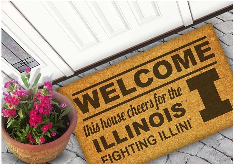 KH Sports Fan Illinois Fighting Illini Welcome Coir Doormat, 18x30 Inches, Fighting Illini Outdoor Rug; Display Your Team Spirit with This Unique Illinois Fighting Illini Doormat