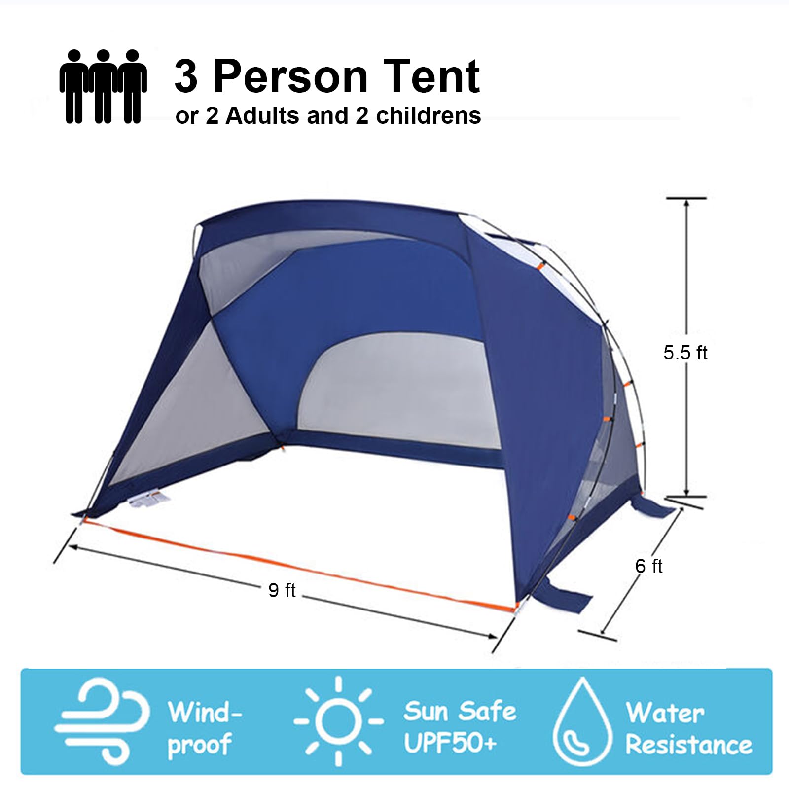 Amazon.com: Beach Tent, 3/4 Person Sun Shelter Beach Shade Tent